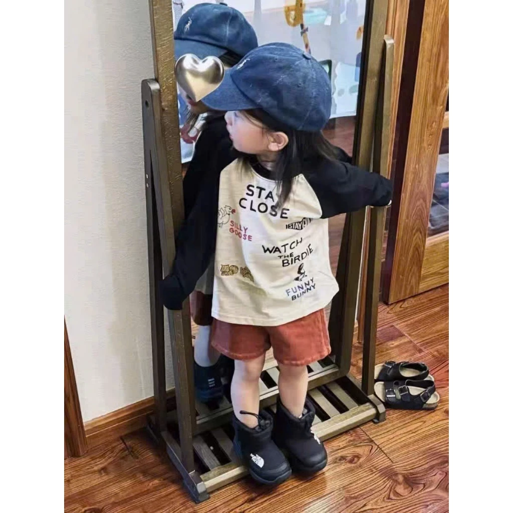 Áo thun tay dài phối màu bé gái ELIOKIDS, áo thun dài tay mặc thu, đông cho bé từ 7kg-32kg.