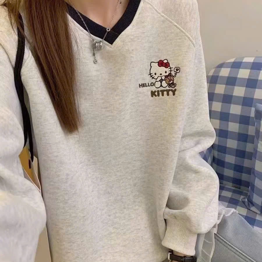 Áo Sweat Nỉ Bông cổ Tim kity xinh xắn cho Nữ đẹp