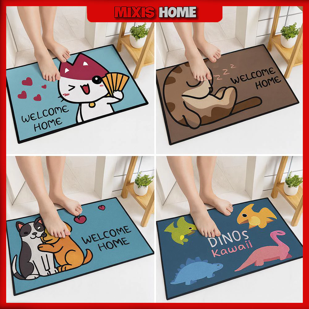 Thảm Lau Chân V4, Thảm Bếp, In Hình Đáng Yêu, Thấm Nước Tốt, Trang Trí Siêu Xinh - GD265