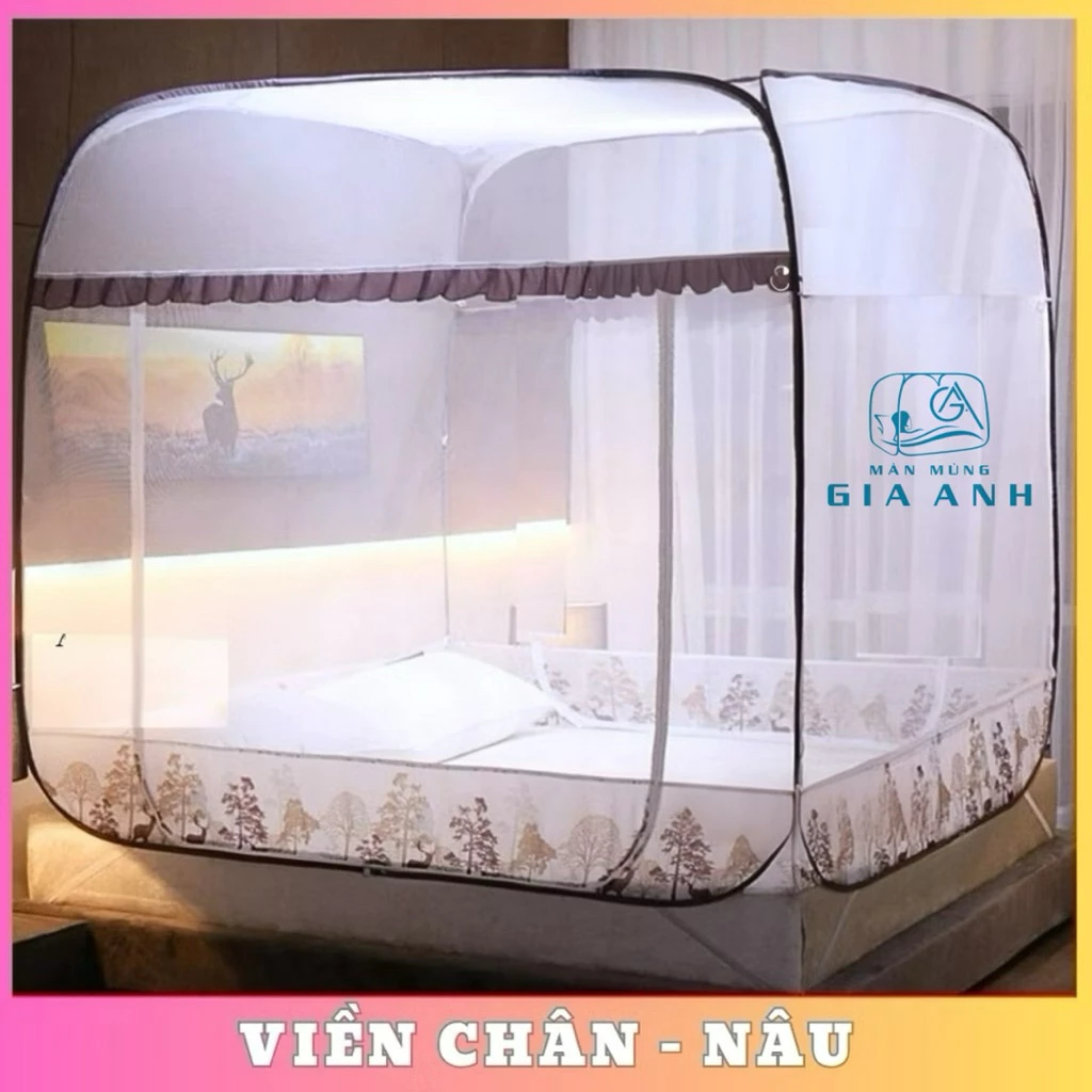 Mùng chụp tự bung Đỉnh Vuông GIA ANH, chống muỗi hiệu quả, màn ngủ người lớn gấp gọn, đầy đủ kích thước 1m6 1m8 2m