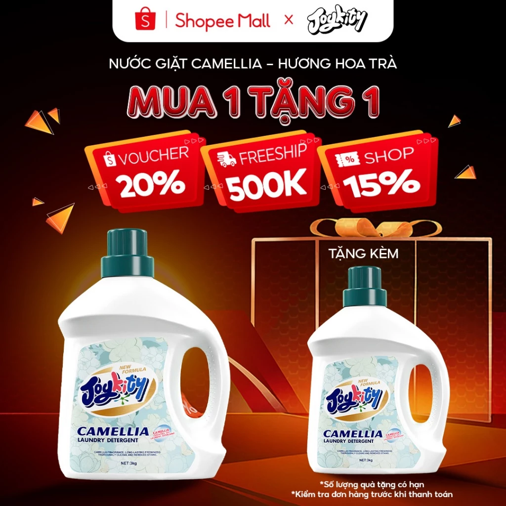 [MUA 1 TẶNG 1] Nước Giặt Xả Joykity Hương Hoa Trà Cao Cấp Lưu Hương 48h Giặt Siêu Sạch, Giữ Màu Bền