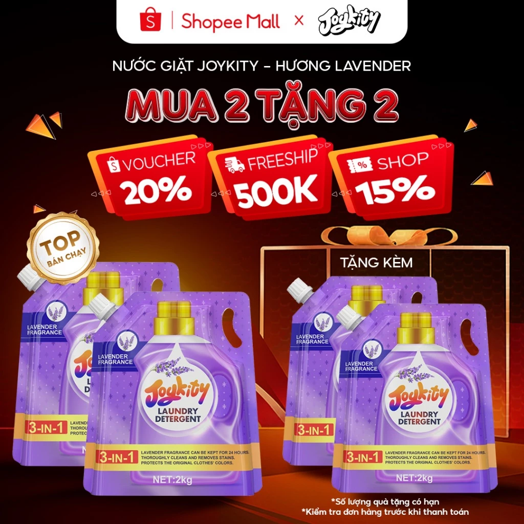 [COMBO 2] Nước Giặt Joykity Hương Lavender An Toàn Cho Da Hỗ Trợ Làm Sạch Vết Bẩn Lưu Hương 24 Giờ