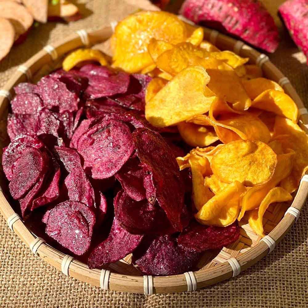 500Gr Khoai Lang Sấy Mật Ong NAM VIỆT, Khoai Vàng - Tím Sấy Đà Lạt, Thơm Ngon Đậm Vị, Ăn Vặt Healthy