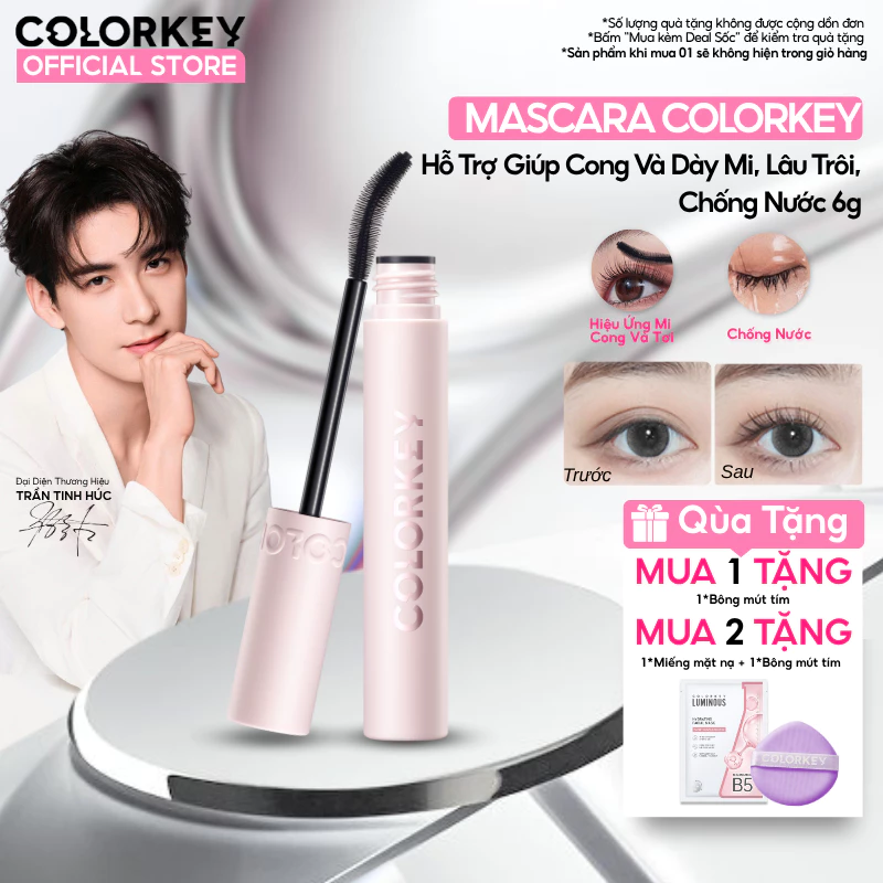 Mascara COLORKEY Hỗ Trợ Giúp Cong Và Dày Mi, Lâu Trôi, Chống Nước 6g