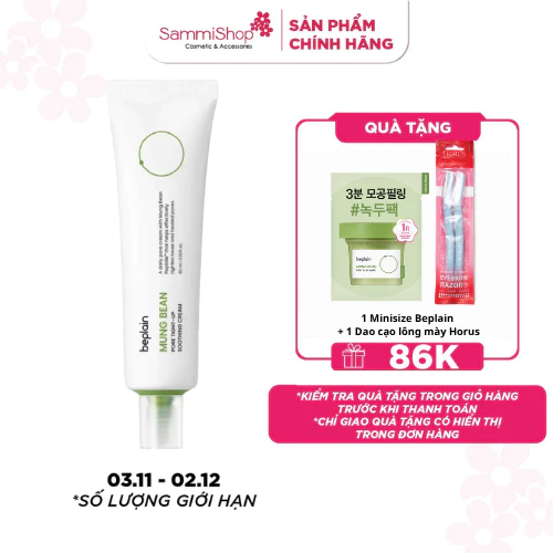Beplain Kem dưỡng da Mung Bean Pore Tight-Up Soothing Cream 60ml