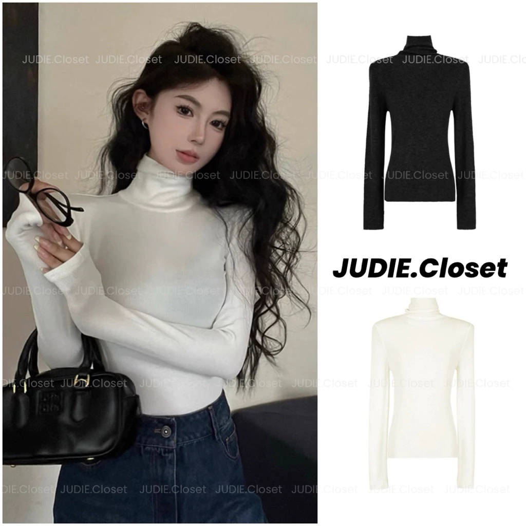 ÁO GIỮ NHIỆT - Áo Thun Nữ Cổ Lọ 8cm Dài Tay Giữ Nhiệt Dáng Ôm BY JUDIE