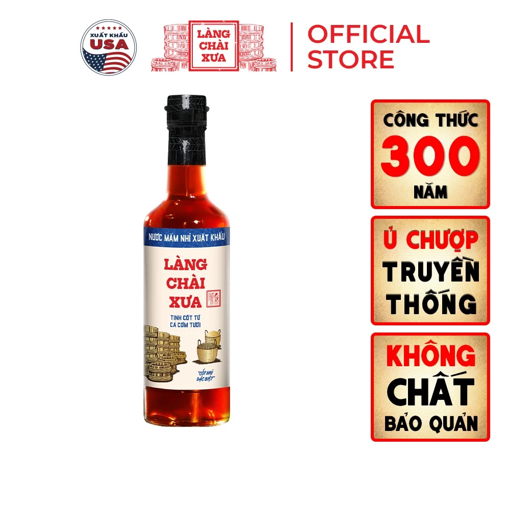 Nước Mắm Nhỉ Xuất Khẩu Nhãn Xanh Truyền Thống Làng Chài Xưa 500ml Tinh Cốt Cá Cơm Tươi Vị Diu Nhẹ