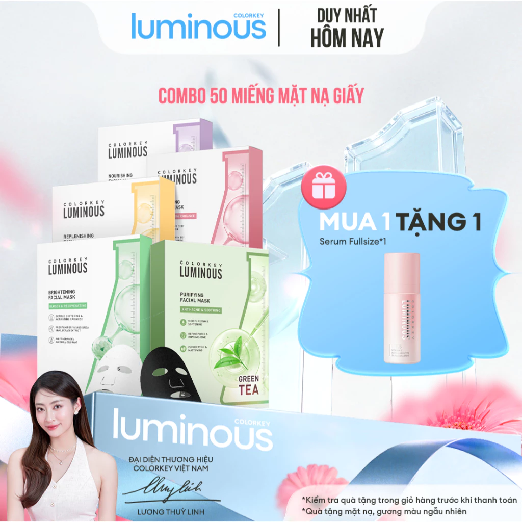 Combo 5 Hộp  Mặt Nạ Giấy COLORKEY LUMINOUS Vitamin B5 Giúp Cấp Ẩm Cho Da Mịn Màng 10 miếng/hộp