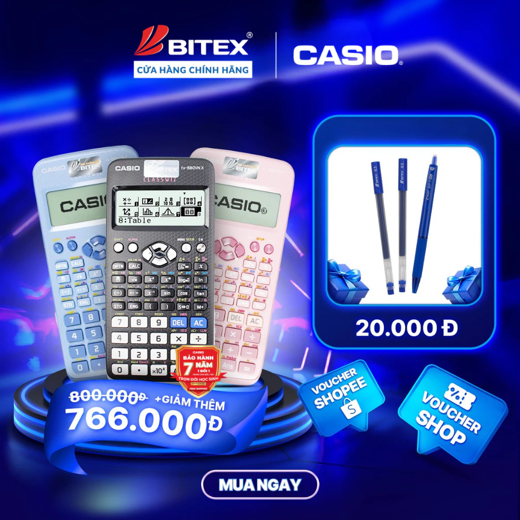 [FS] Máy Tính Casio FX-580VN X dành cho học sinh cấp 3 cấp 2 chuyên dụng cho phòng thi dành cho thi chuyển cấp đại học