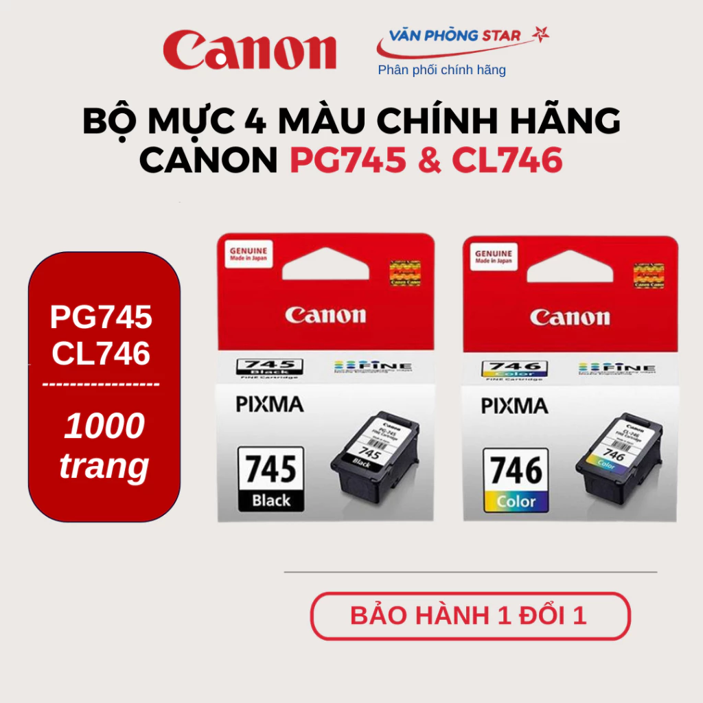 Bộ mực máy in Canon TS207/ iP2870/ iP2872/ MG2570/ TR4570S mã PG-745S,CL-746S Kèm mực nạp lại