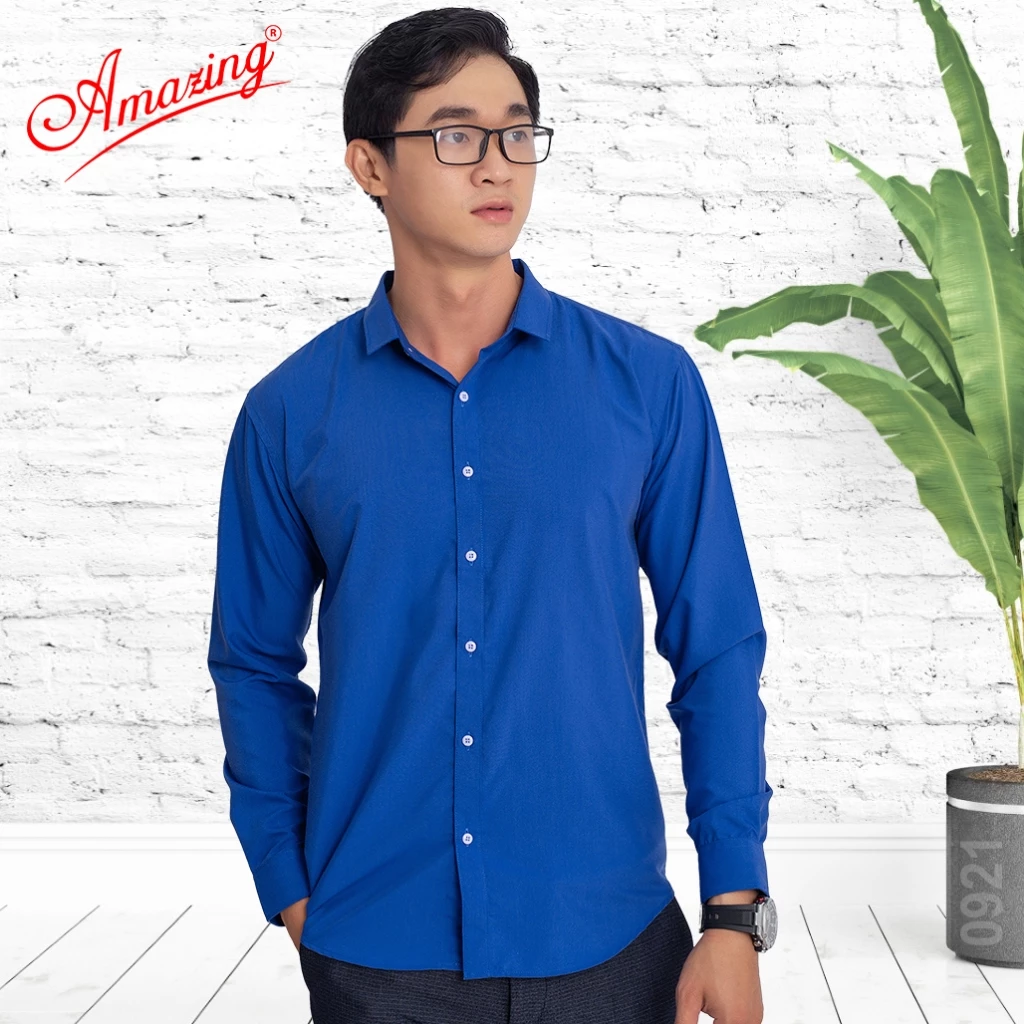 Áo sơ mi nam, phong cách Hàn Quốc, chuẩn form body slim fit, không túi, vải Bamboo, Amazing