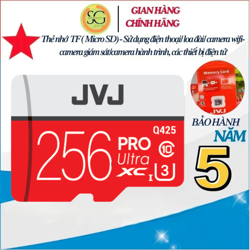 Thẻ nhớ 64Gb JVJ Pro U3 Class 10 – chuyên dụng cho CAMERA tốc độ cao, camera, thiết bị đọc tốc độ cao - BH 9 năm 1 đổi 1