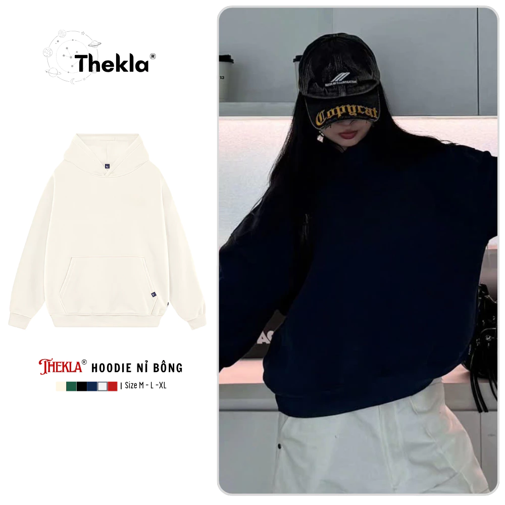 Áo Hoodie Trơn Nam Nữ By Thekla BST155 Unisex Chất Nỉ Lót Bông Mũ 2 Lớp Dày Dặn Cao Cấp Form Rộng Unisex