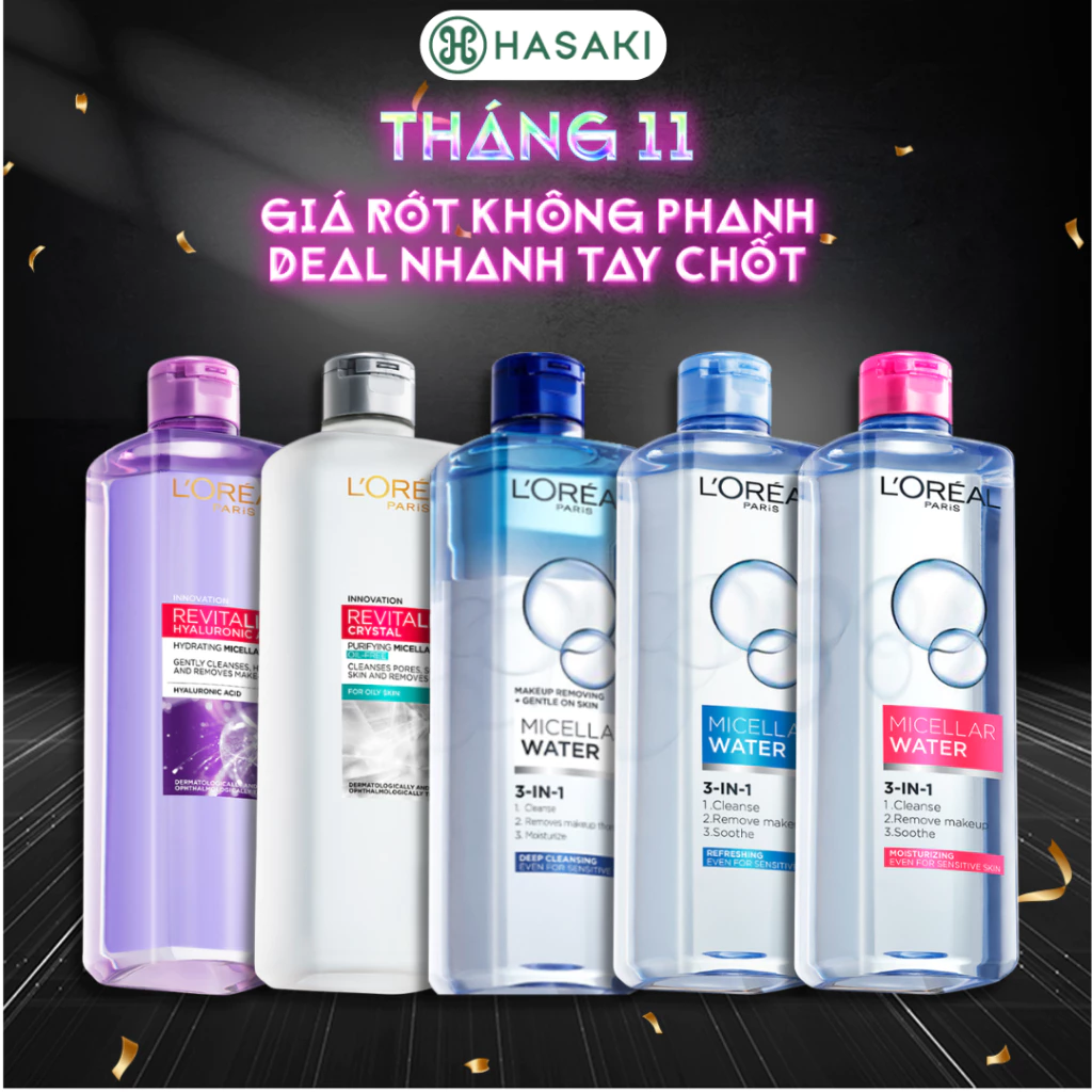 [DAILY] Nước Tẩy Trang L'oreal Dành Cho Da Dầu, Da Nhạy Cảm, Làm Sạch Trang Điểm 400ml Hasaki
