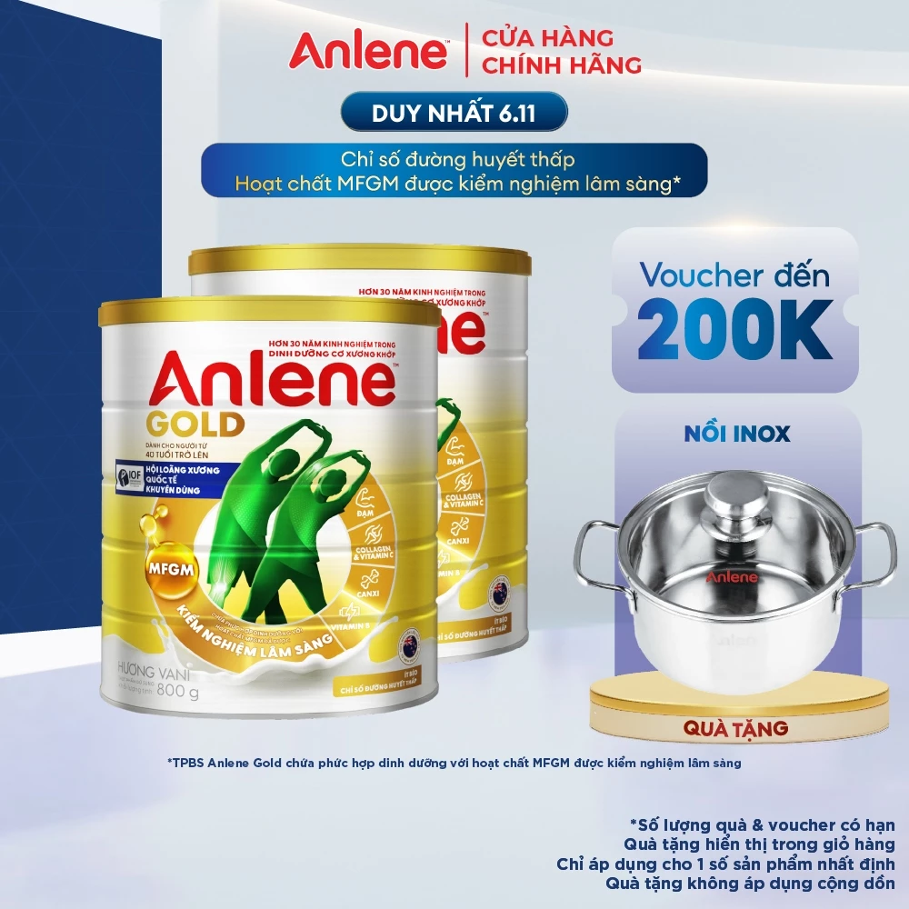 Combo 2 lon Sữa Bột Anlene Gold Hương Vani 800g