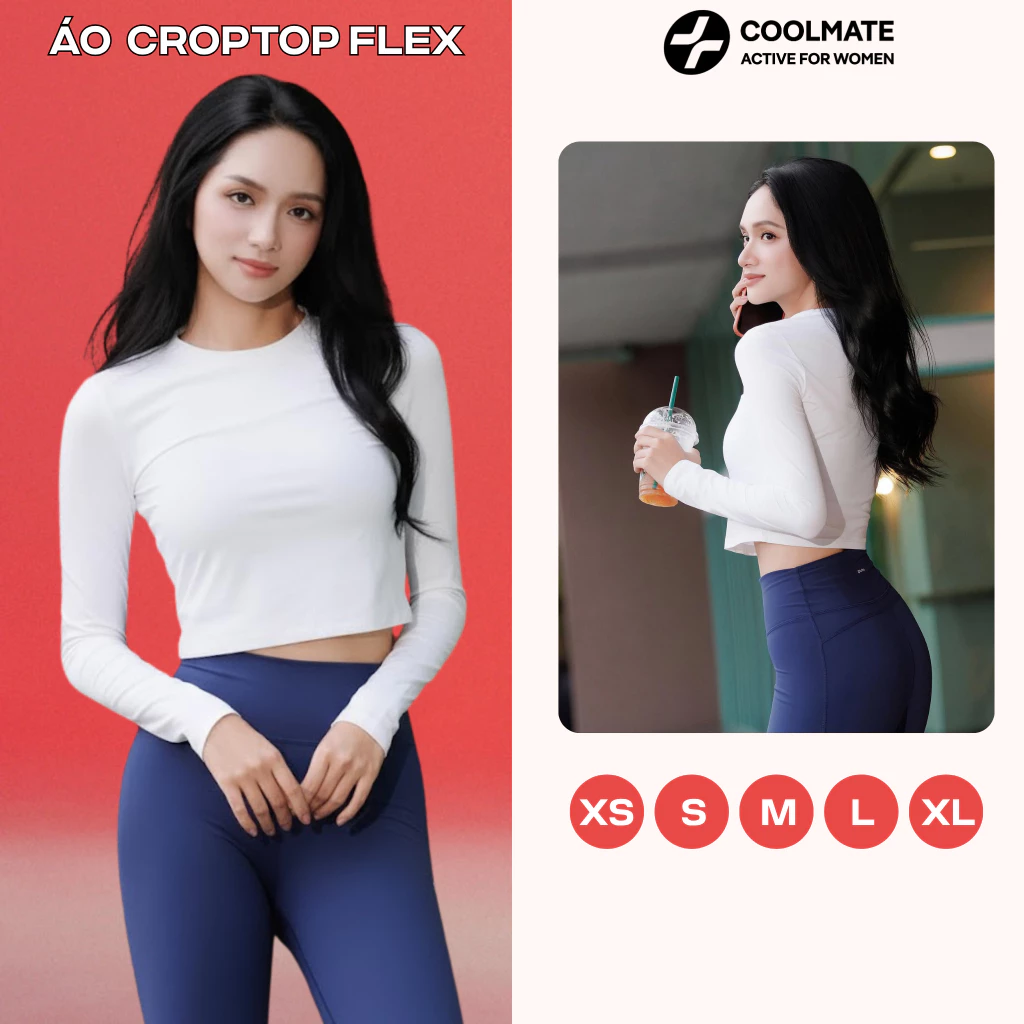 [MỚI 2025][ HƯƠNG GIANG x COOLMATE] Áo dài tay thể thao nữ thu đông Croptop Flex mềm mại co giãn