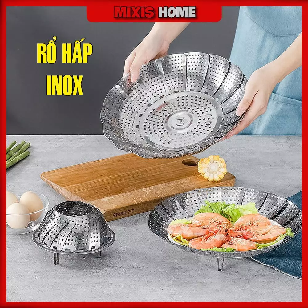 Rổ Hấp Inox Sáng Bóng Không Rỉ Rổ Hấp Đa Năng Khay Hấp Inox Cao Cấp Cho Gia Đình - GD236