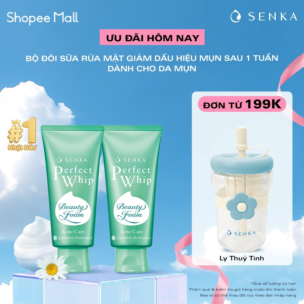 Bộ 02 Sữa rửa mặt  ngừa mụn SENKA PERFECT WHIP ACNE CARE 100g/chai
