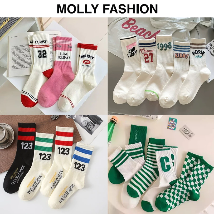 Tất cổ cao MOLLY FASHION họa tiết unisex – vớ thể thao nam nữ trẻ trung năng động Molly Fashion