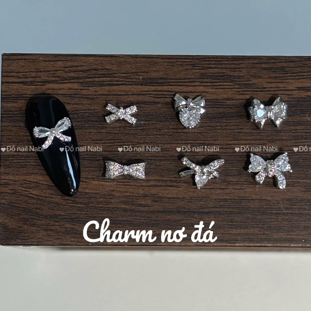 Charm nơ đá cao cấp đính trang trí móng tay