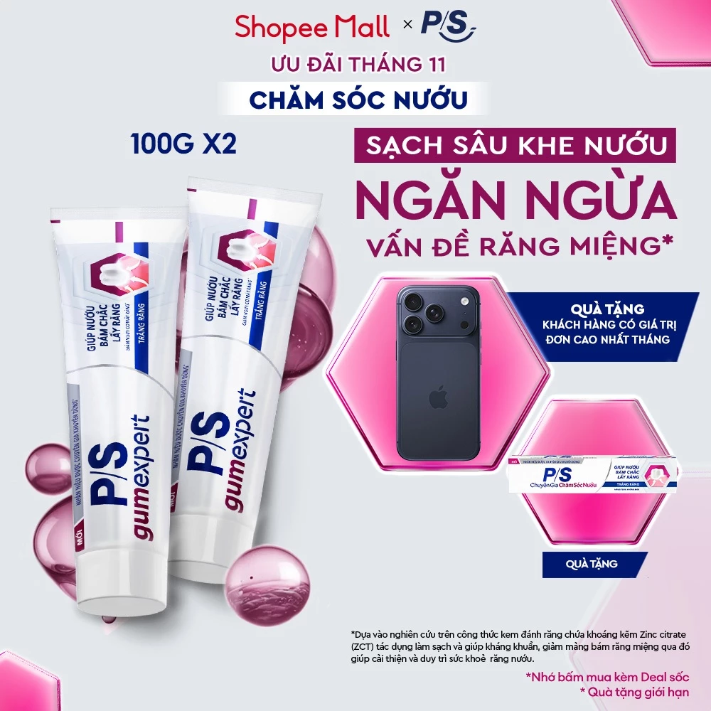 Bộ 2 Kem đánh răng P/S Chuyên gia Chăm sóc nướu 100g giúp nướu khỏe, răng chắc, nụ cười trắng sáng