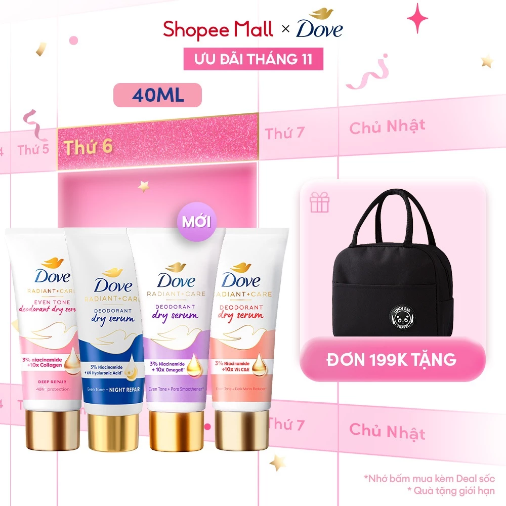 [CHÍNH HÃNG] Dove Serum dưỡng sáng khử mùi Dove dành cho nữ với 3% Niacinamide giúp da sáng mịn đều màu 40ml tốt như lăn