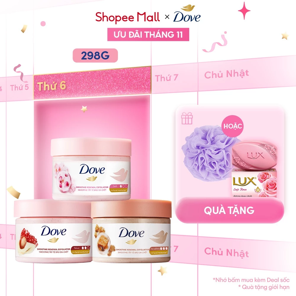 [CHÍNH HÃNG ĐỘC QUYỀN] Smoothie Tẩy Tế Bào Chết Body Dove Chăm Da Sáng Mịn 298g