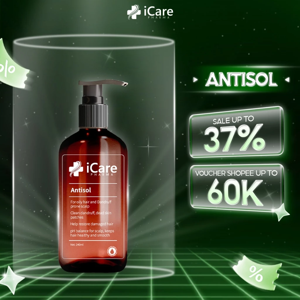 Dầu Gội Sạch Gàu Antisol  | Thương Hiệu iCare Pharma | Chai 240ml | Giảm Gàu Phục Hồi Tóc Hư Tổn
