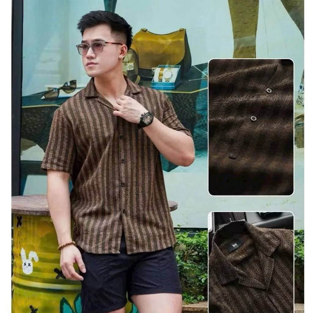 Áo Sơ Mi Kẻ Sọc Cao Cấp Chất Đũi Thô Đứng Form - Phong Cách Hàn Quốc Phù Hợp Đi Chơi Đi Biển 2025