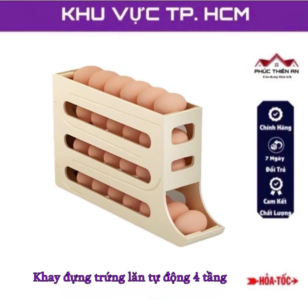 [4 tầng] Khay đựng trứng lăn tự động 4 tầng - tiện dụng, hữu ích