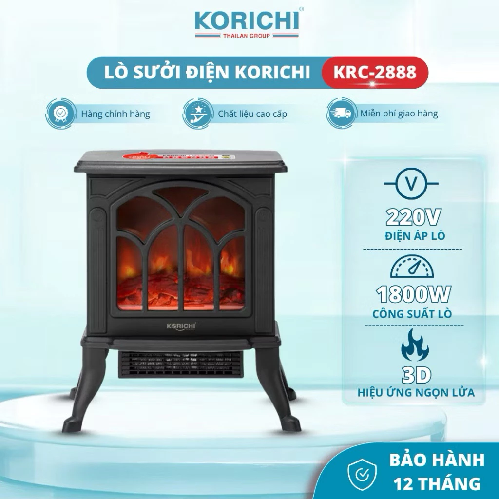 Lò Sưởi Điện KORICHI KRC-2888 Công Suất 1800W Tỏa Nhiệt Đều Tiết Kiệm Điện, Tự Động Ngắt Khi Quá Nhiệt