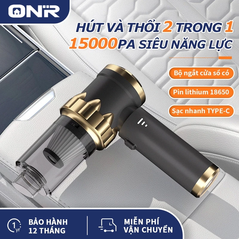 Máy Hút Bụi Cầm Tay Đa Năng, Máy Hút Bụi Ô Tô Không Dây 15KPA, Hút & Thổi 2 Trong 1, BH 12 Tháng