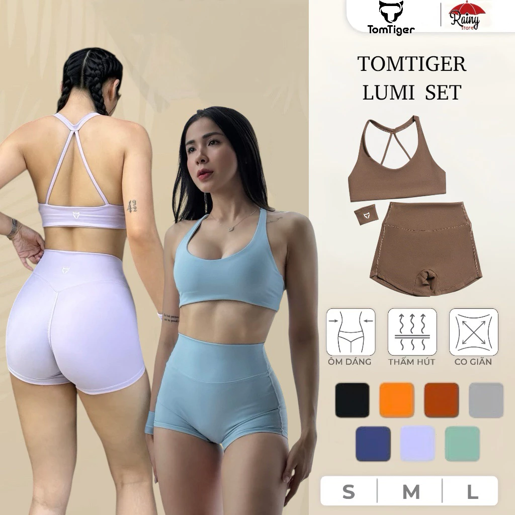 [ CHÍNH HÃNG BỘ S/M ] THUN LẠNH - TOMTIGER LUMI Bộ đồ tập gym Đùi Chun Mông mềm mịn, co dãn 4 chiều Rainy Store