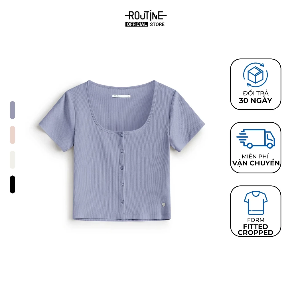 Áo Thun Tay Ngắn Nữ Cổ Vuông Form Fitted Cropped - Routine 10F25TSSW003
