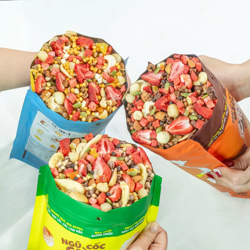 [FULL VỊ] Ngũ Cốc Gạo Lứt Giòn Ăn Kiêng Ít Đường Giảm Cân Mix 30% Hạt, Hoa Quả Trái Cây Befresco