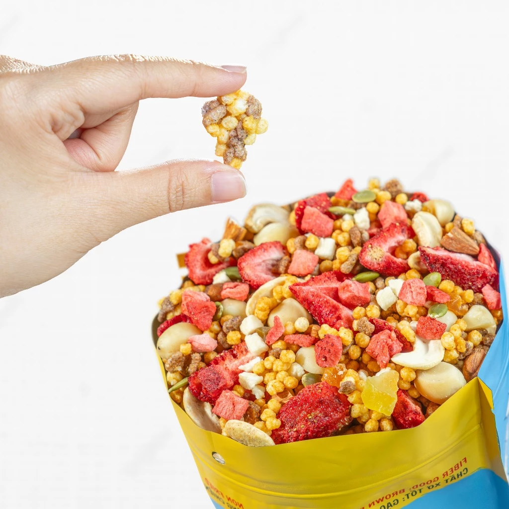 Ngũ Cốc Gạo Lứt Giòn Vị Phô Mai Ăn Kiêng Ít Đường Giảm Cân Mix 30% Hoa Quả Trái Cây Befresco