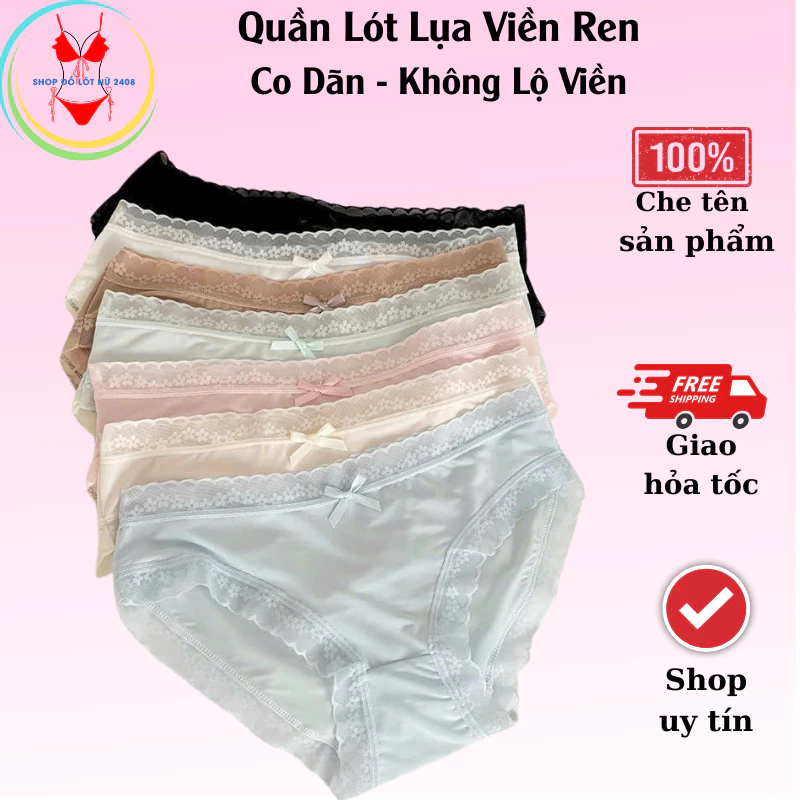 Quần Lót Nữ Su Lụa (1 quần) Viền Ren Co Giãn, Không Lộ Vân Quần Chip Mềm Mịn, Thoáng Khí Cao Cấp