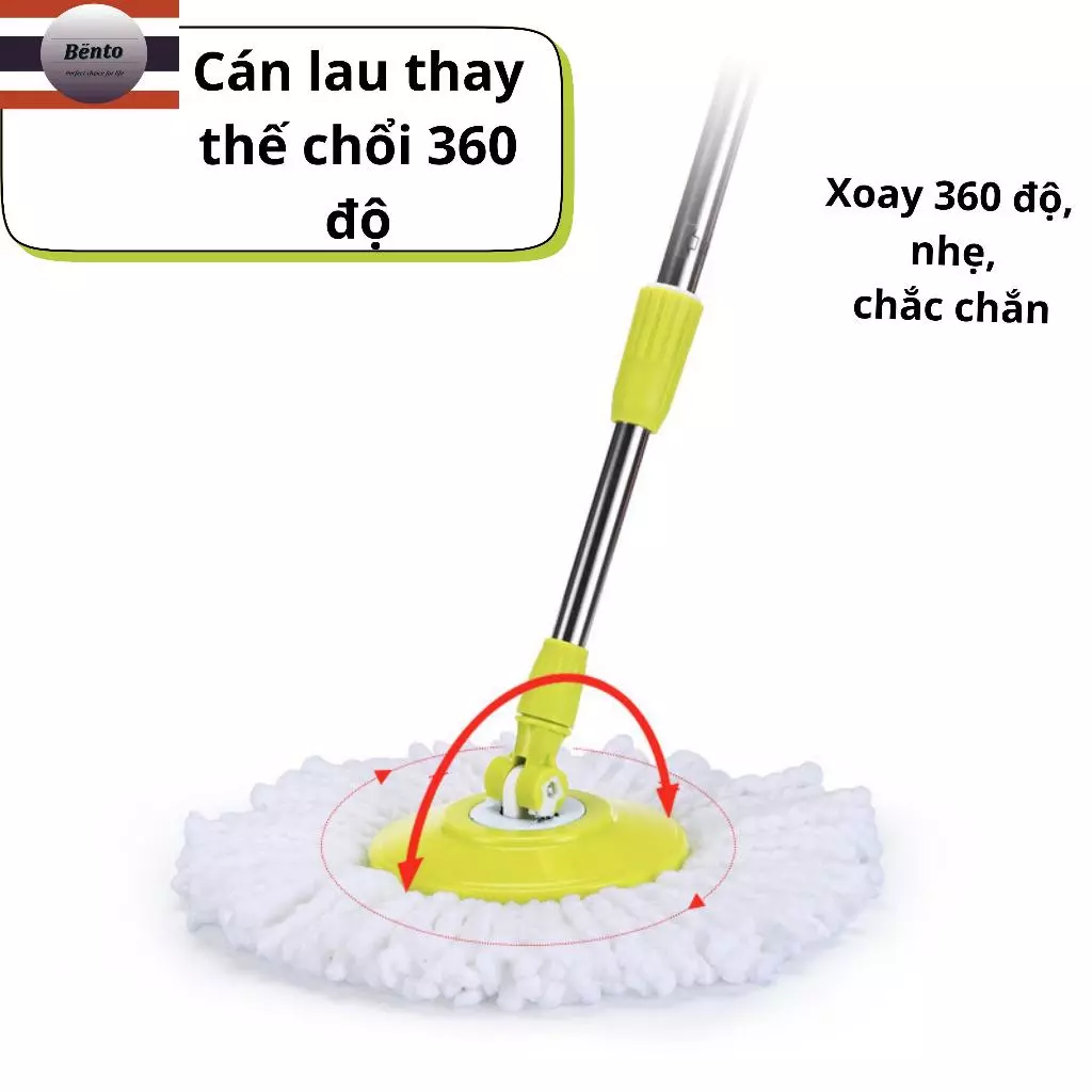 Cây lau nhà thay thế BENTO MOP kèm bông xanh cốm cao cấp - mã P1 (không có thùng) Lau Sàn