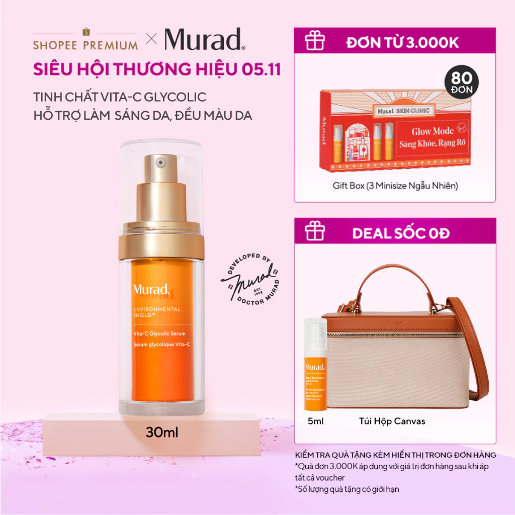 Tinh chất hỗ trợ sáng da, làm đều màu da Murad Vita-C Glycolic Serum 30ml