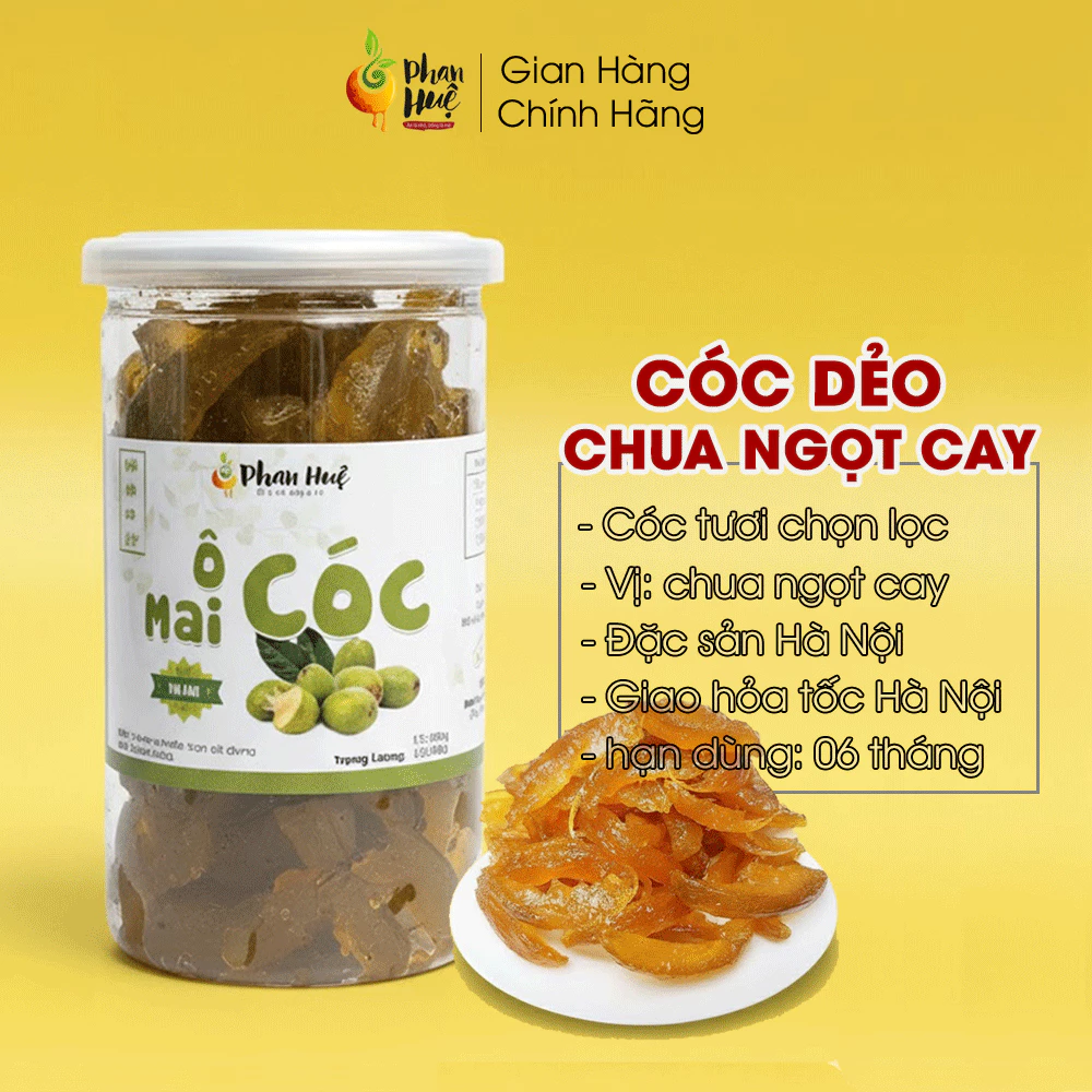 Ô mai cóc dẻo chua ngọt cay hộp 100g 300g 500g Phan Huệ. Vị dẻo chua ngọt, đặc sản Hà Nội.
