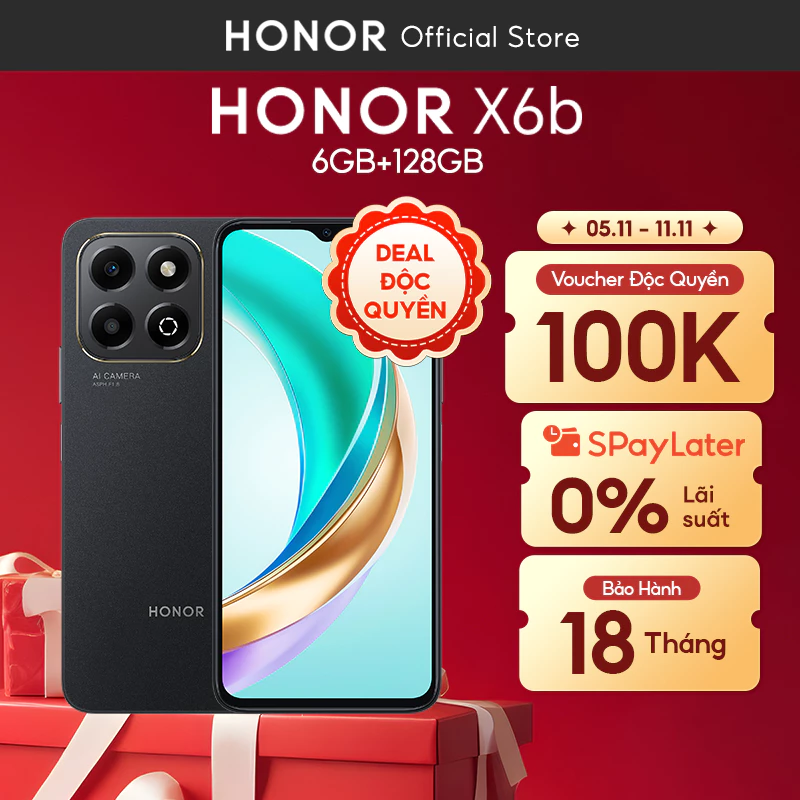 Điện thoại Honor X6b 6GB+128GB | Pin 5200mAh, Camera 50MP AI, tần số quét 90Hz | BH 18 Tháng