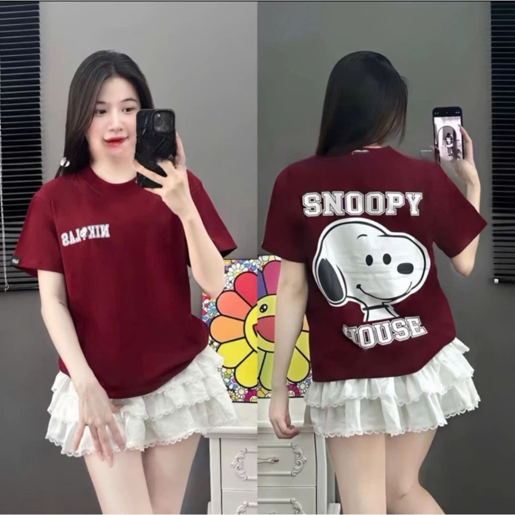 Áo thun tay lỡ unisex nam nữ SNOOPY, Áo phông unisex form rộng