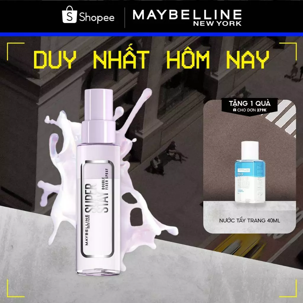 Xịt khóa nền dưỡng ẩm Superstay Double Fixer Spray giữ lớp trang điểm lâu trôi dưỡng ẩm 24h Maybelline Newyork