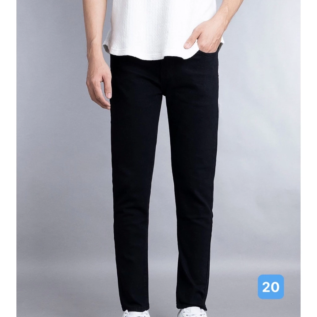 Quần jean nam màu đen trơn OBOKFASHION ống suông phong cách hàn quốc co giãn cao cấp dễ phối đồ QDN020