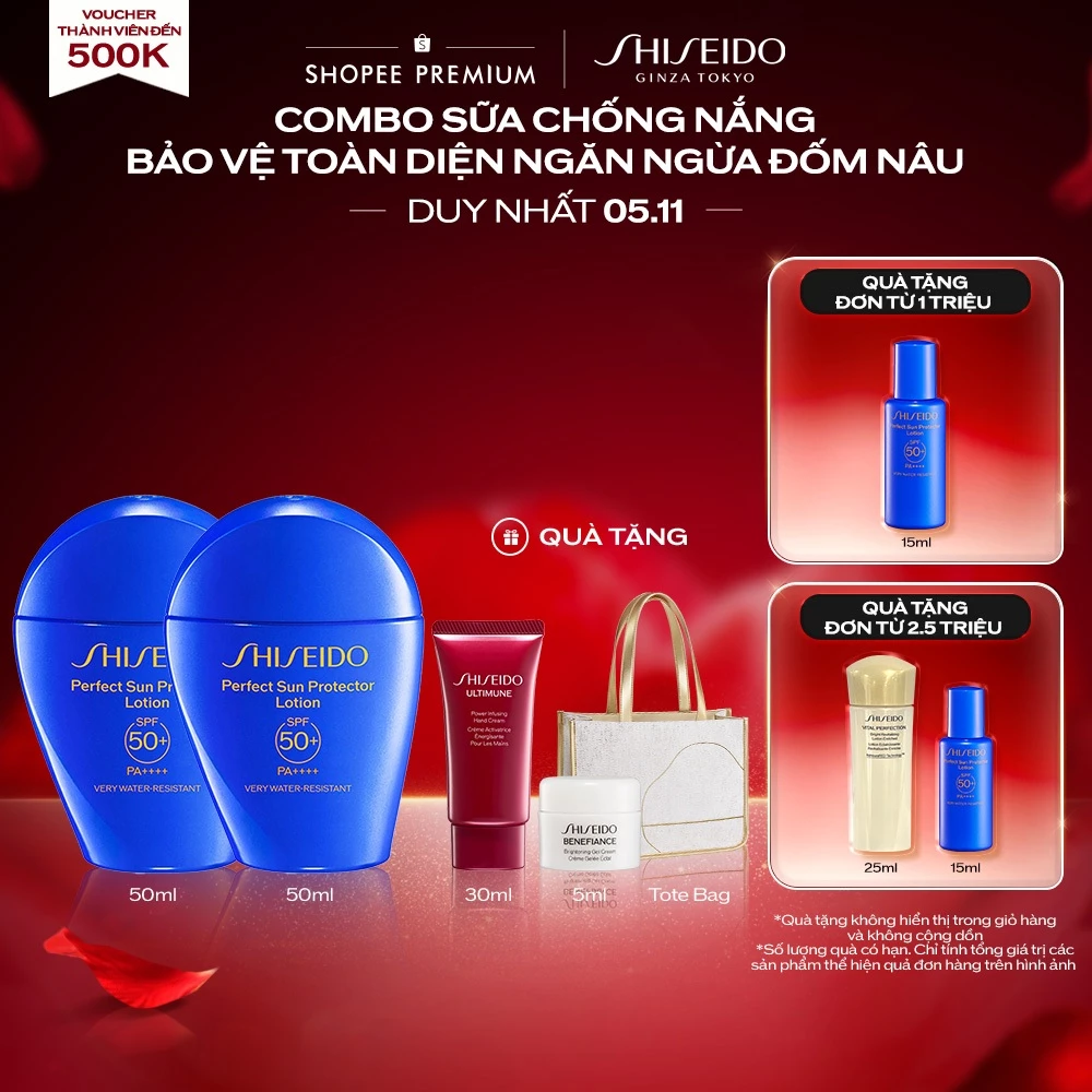 Combo X2 Chống Nắng Toàn Diện Ngăn Ngừa Lão Hóa Làm Mờ Đốm Nâu Nhờ Công Nghệ Profencel- Sữa Chống Nắng Dưỡng Da Shiseido