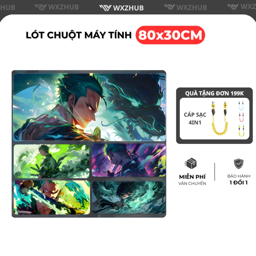 Lót Chuột Máy Tính 80x30cm Đa Dạng Mẫu Mã, Pad Chuột Dày 4mm, Bo Viền Đẹp