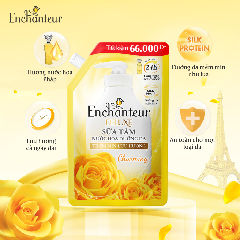COMBO 2 túi Sữa tắm hương nước hoa Enchanteur ( 640g x 2 ) tặng 1 túi 200g…