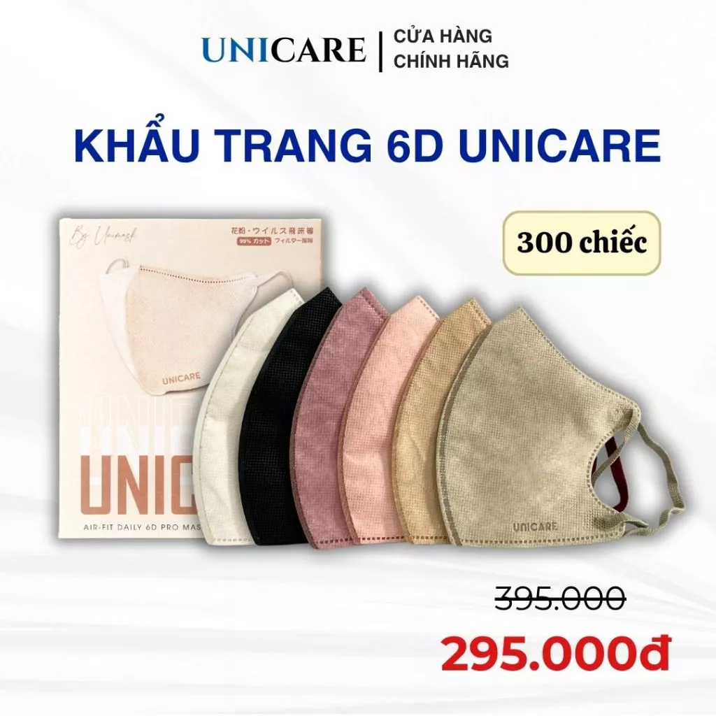 300 Chiếc Khẩu trang 6D Pro Mask Quai Chun Mềm Mại 3 Lớp Kháng Khuẩn Chống Thấm Nước Cản Tia UV Thế hệ Mới
