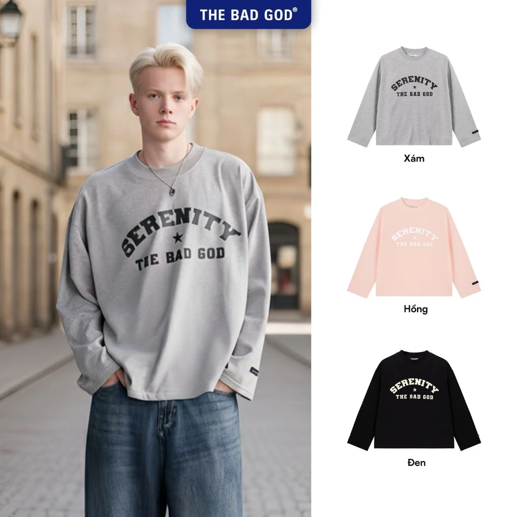 [NEW ARRIVALS 2025] Áo thun Thu Đông Longtee Nam Nữ The Bad God Star Serenity Áo Dài Tay Cổ Tròn Local Brand
