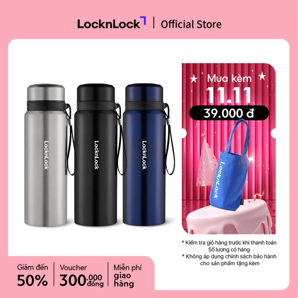Bình Giữ Nhiệt Thép Không Gỉ có dây treo Lock&Lock Vacuum Bottle (800ml) LHC6180